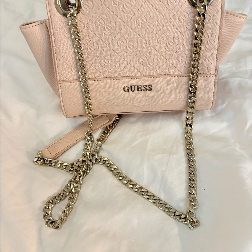 GUESS Blush Pink Crossbody Bag with Chain Strap